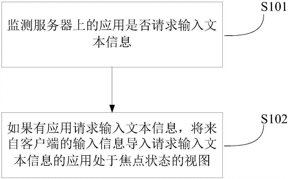 Server text information input method and apparatus