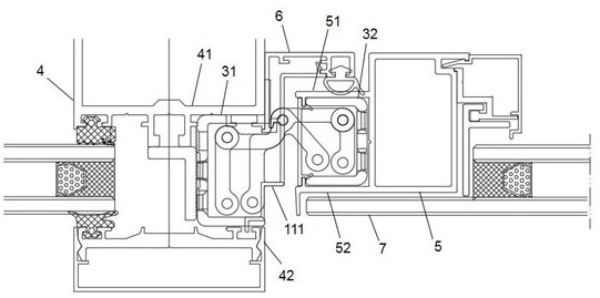 Connecting device suitable for hidden-frame door and window and hidden-frame door and window