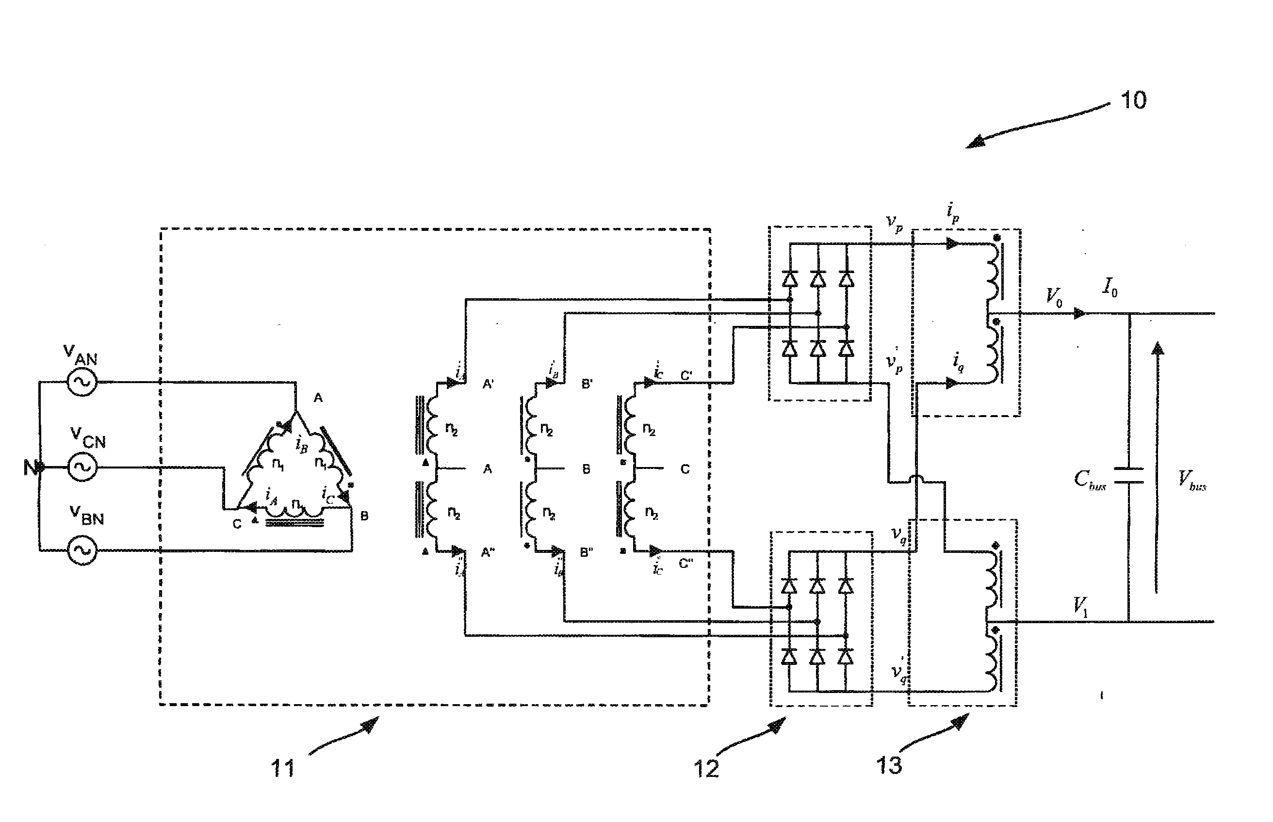 Coiled power device comprising a winding of a first coiling and a winding of a second coiling which cover the same portion of a magnetic core member