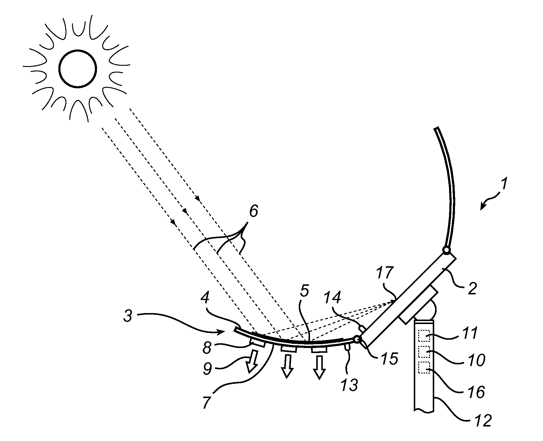 Solar powered lighting arrangement