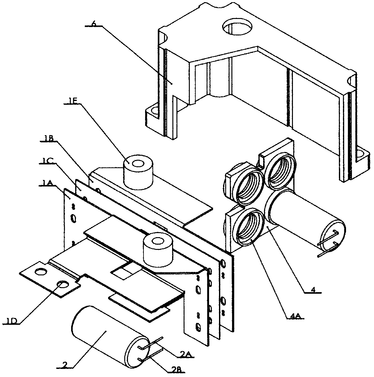 Rectangular aluminum electrolytic capacitor module with heat dissipation surface and structure of module