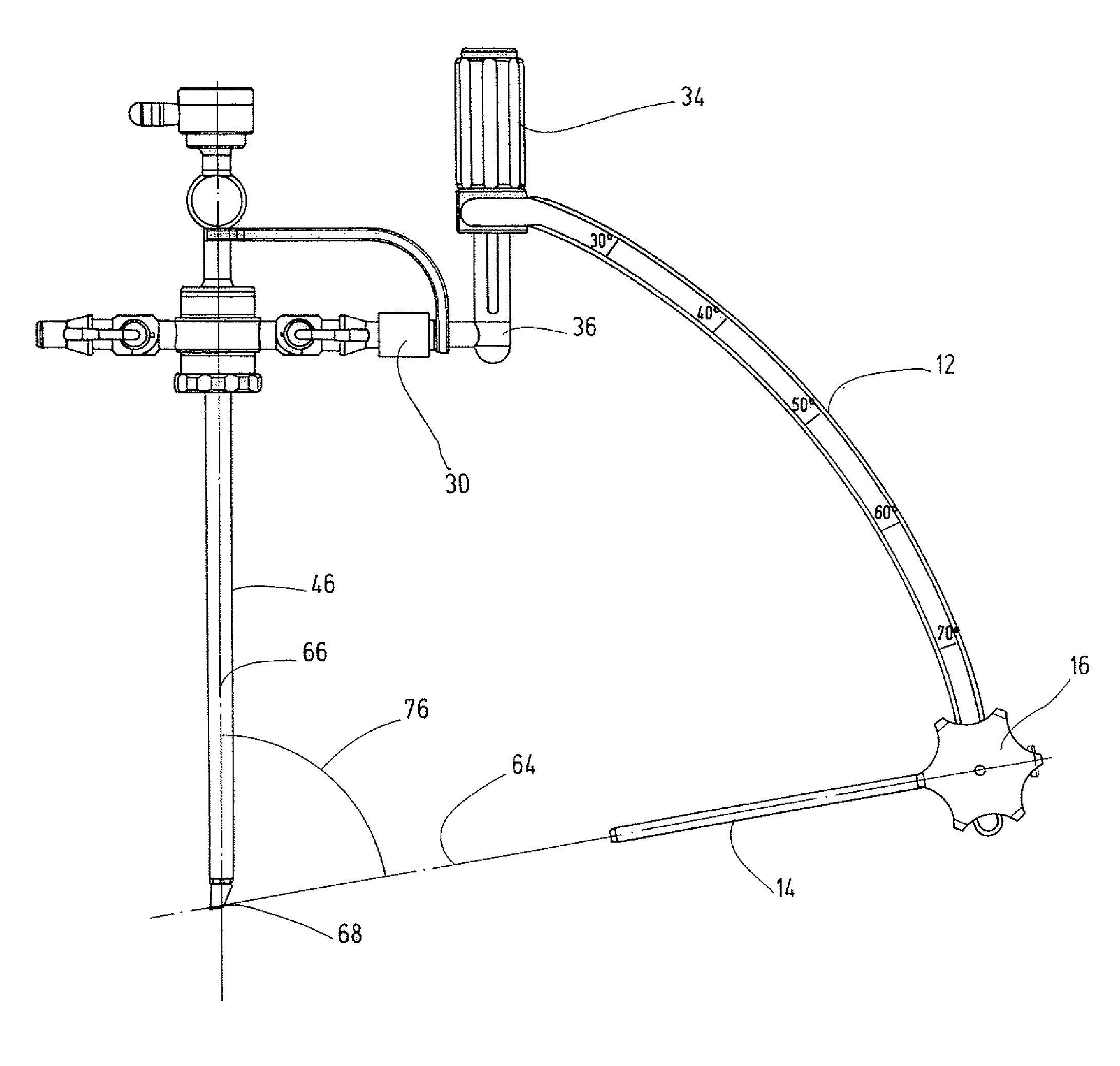 Partial Aiming Device For Targeting An Arthroscopic Operation Site For A Medical Intervention