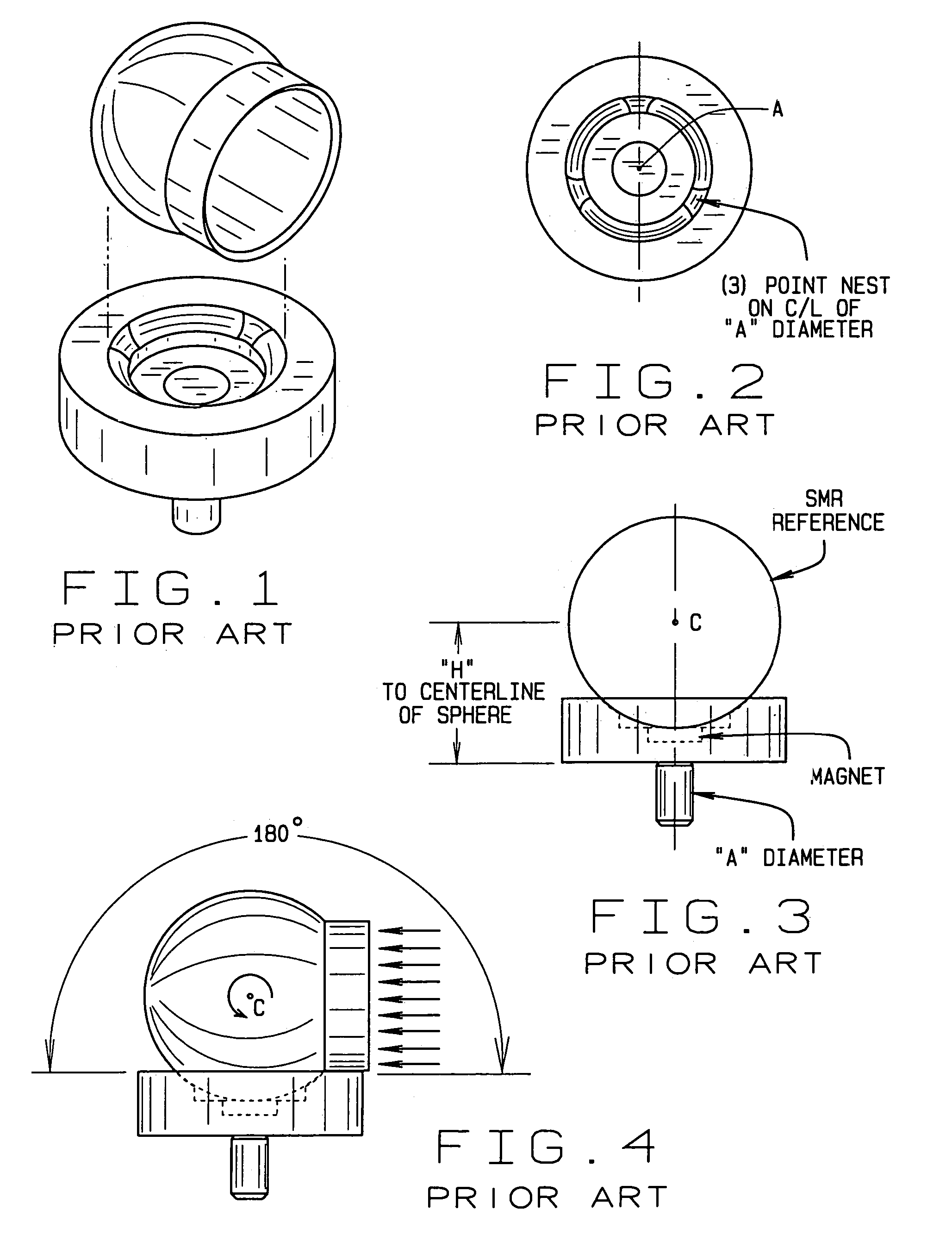 Spherical retro-reflector mount negative