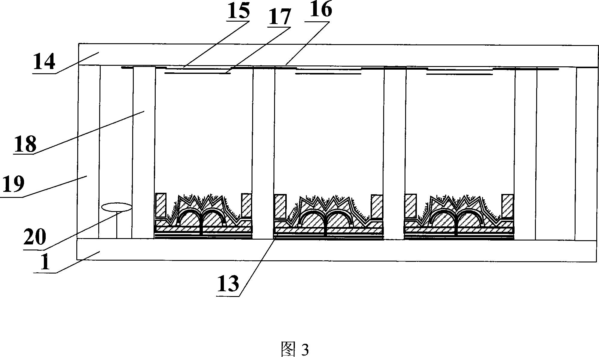 Flat-panel display device with internal gate-modulated multi-angle cathode structure and its preparing process