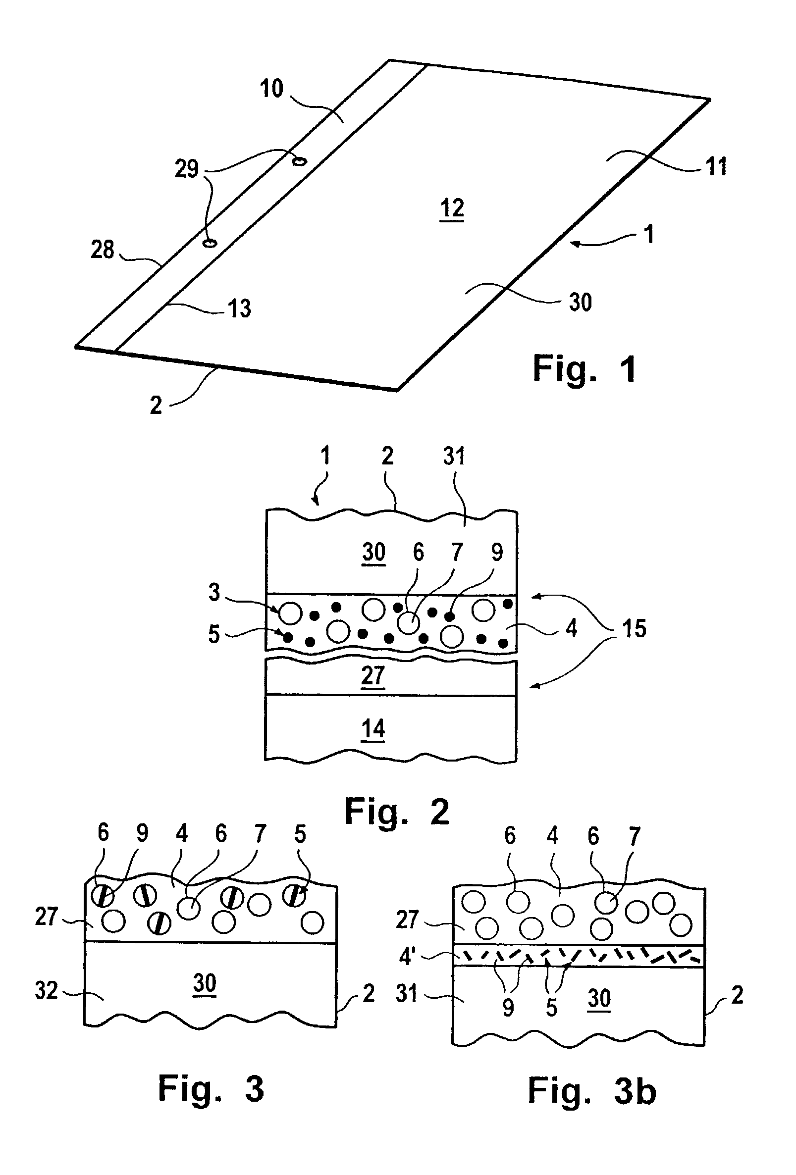 Flat material especially in the form of a sheet or a strip and device for writing on said material