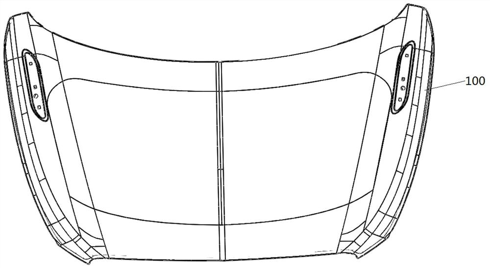 Novel engine hood with inward-sunken outer plate