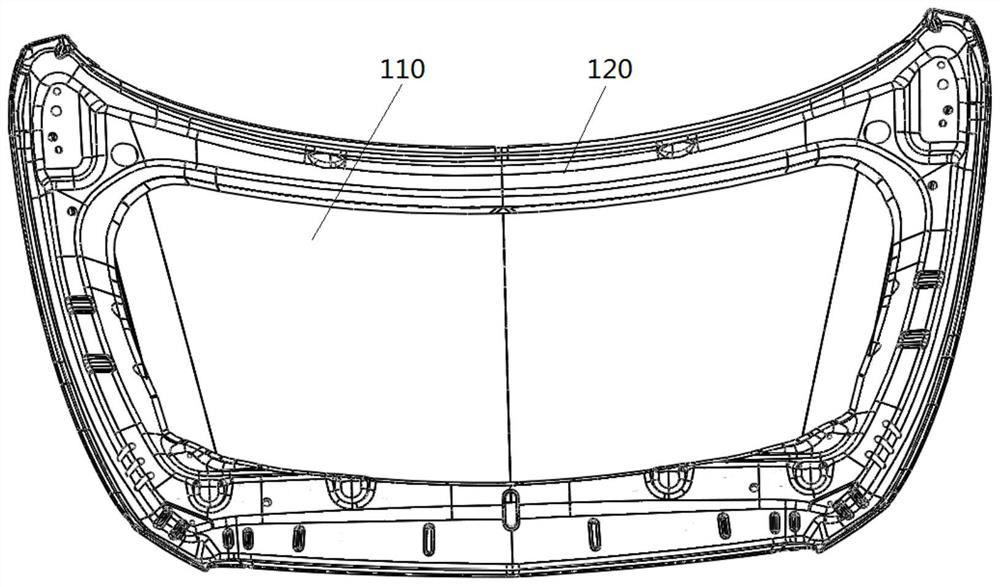 Novel engine hood with inward-sunken outer plate