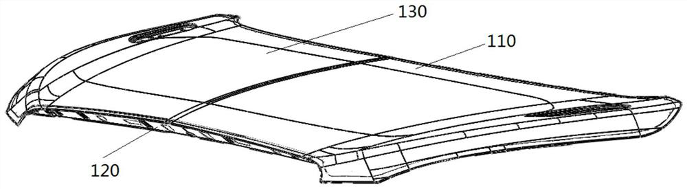 Novel engine hood with inward-sunken outer plate