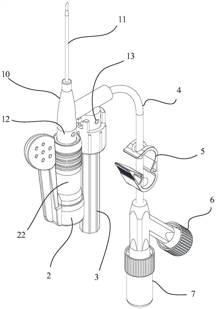 Blood collection indwelling needle, blood collection indwelling assembly and operation method