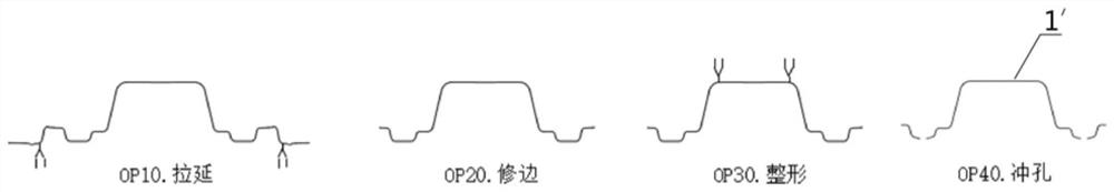 Automobile central channel drawing stamping die, shaping die and process surface modeling method