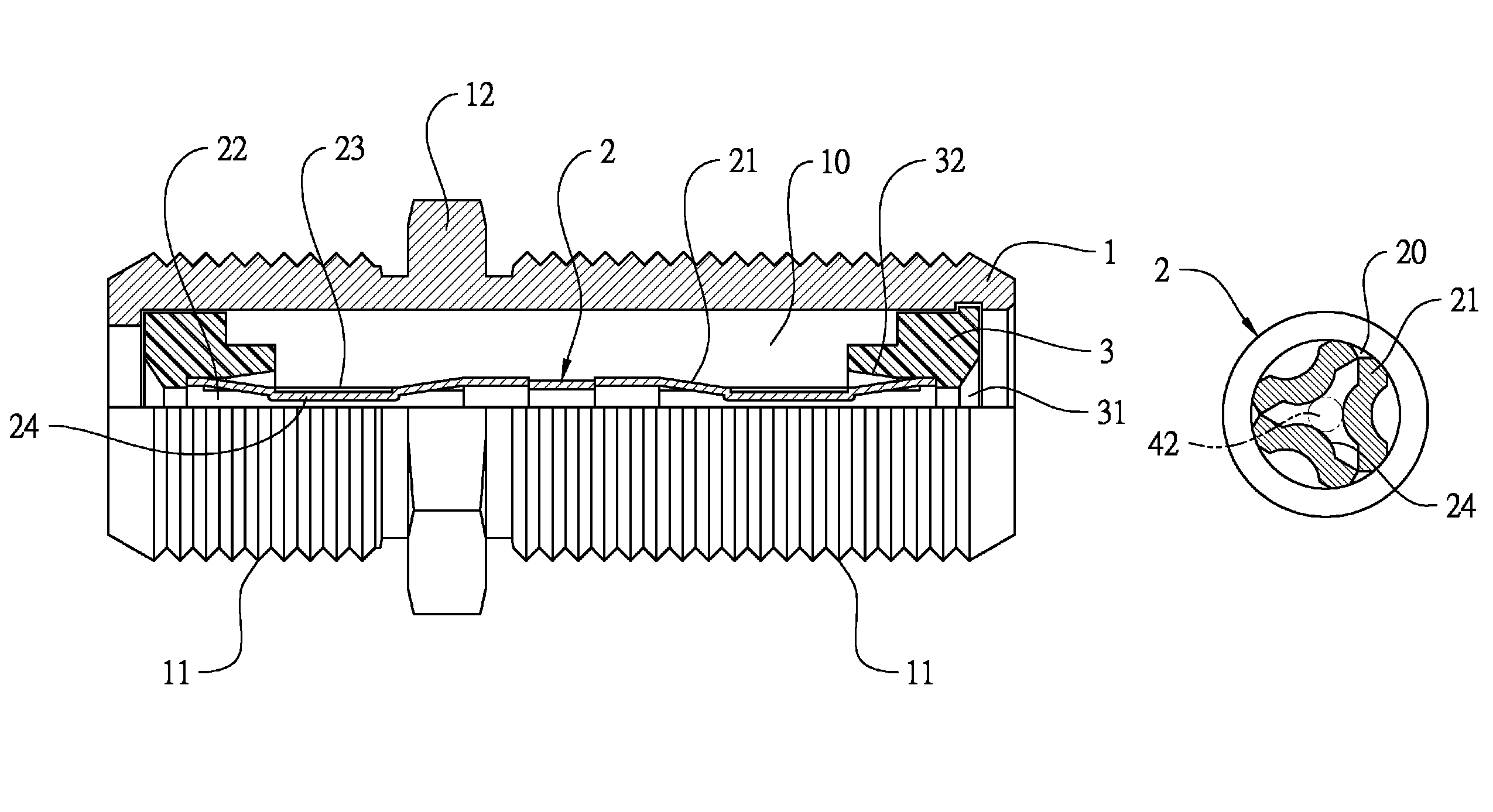 Coaxial cable adaptor