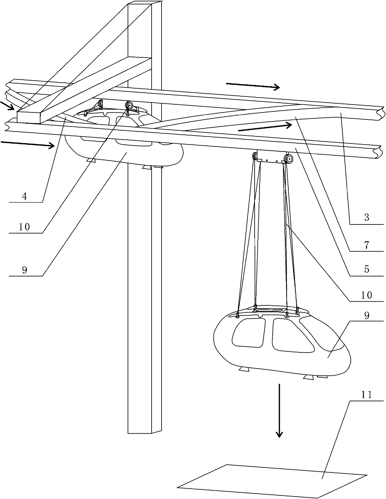 Light air track traffic carrying system