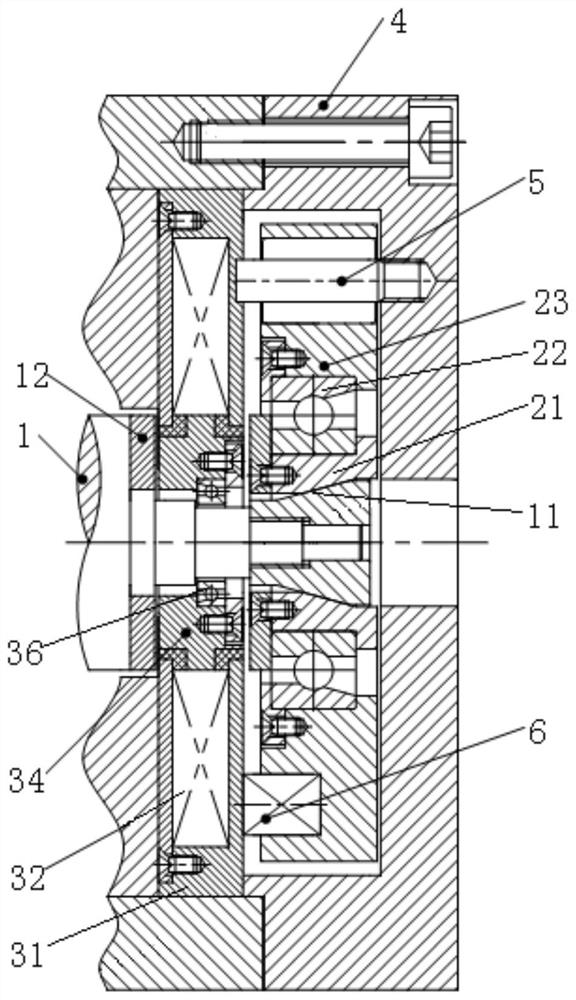 An integrated electromagnetic protection bearing device