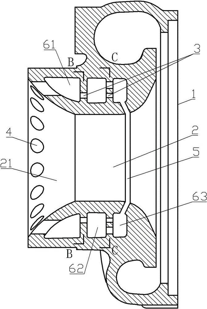 Turbocharger compressor volute with noise reduction function