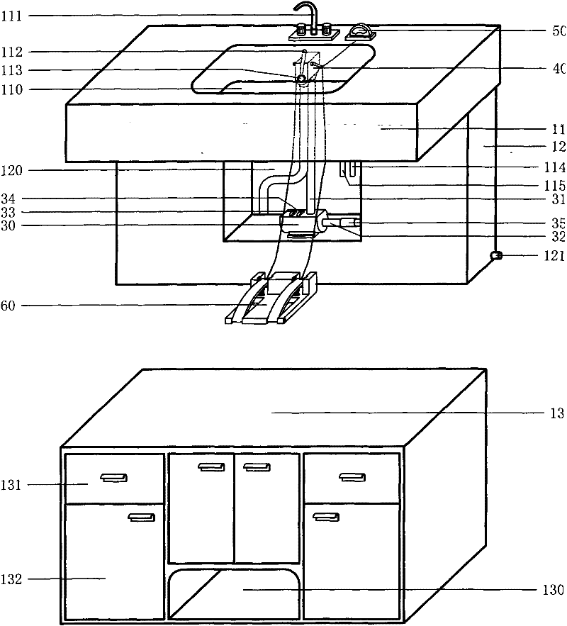 Water-saving washing cabinet