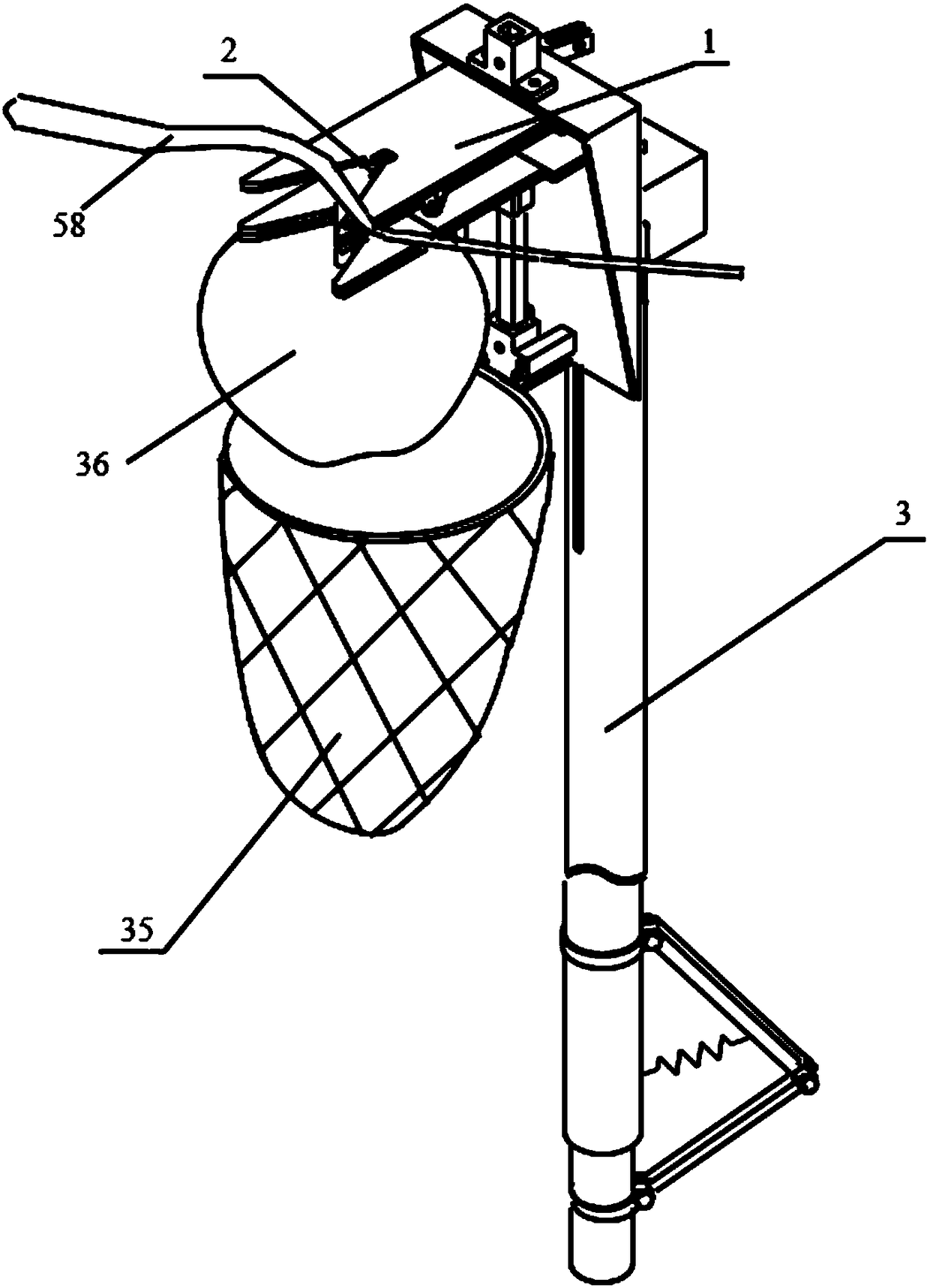 Fruit stem locking double-plate separation type forest fruit harvesting device