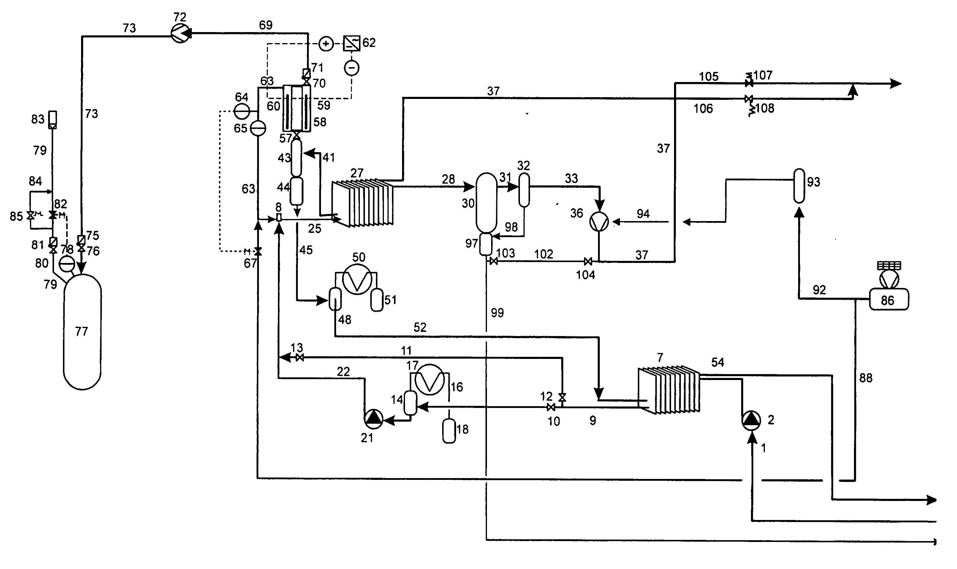 Method and device for treating liquids, using an electrolytic stage