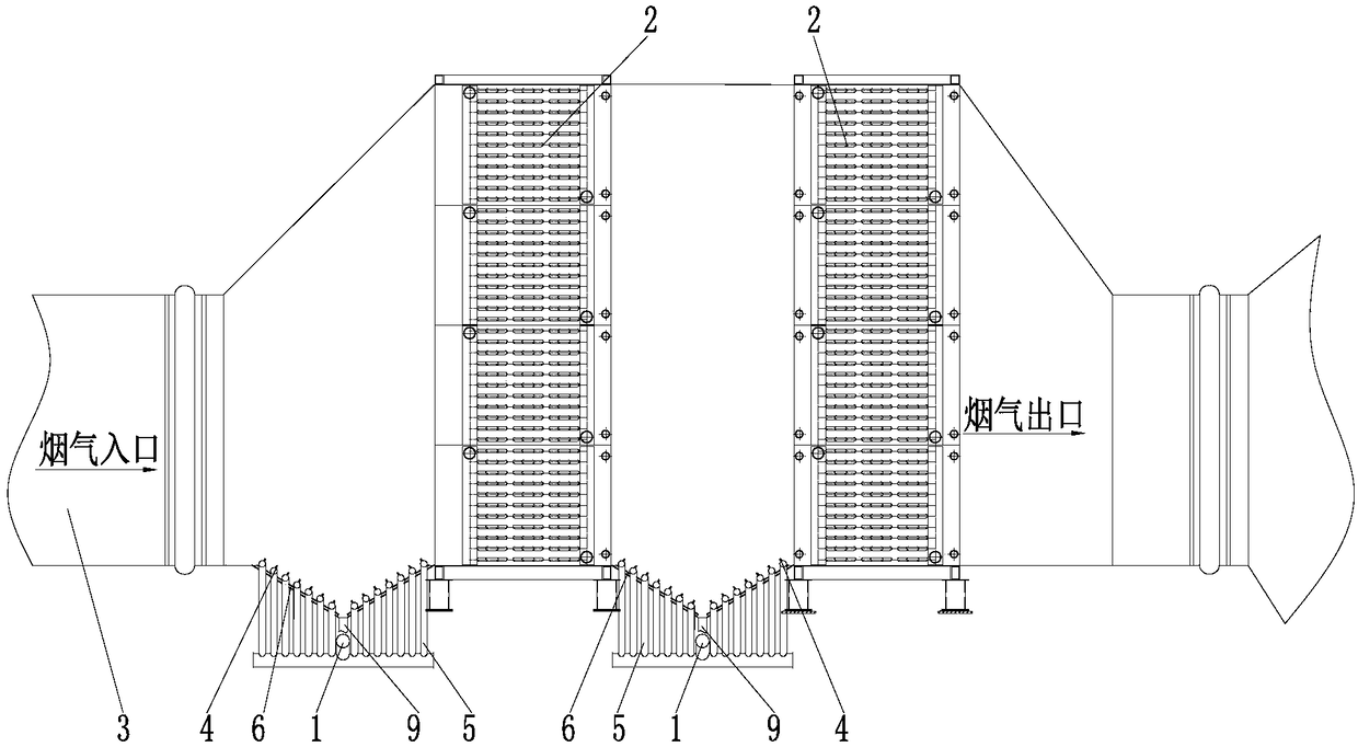 Novel ash removing device and method for low-low-temperature coal economizer