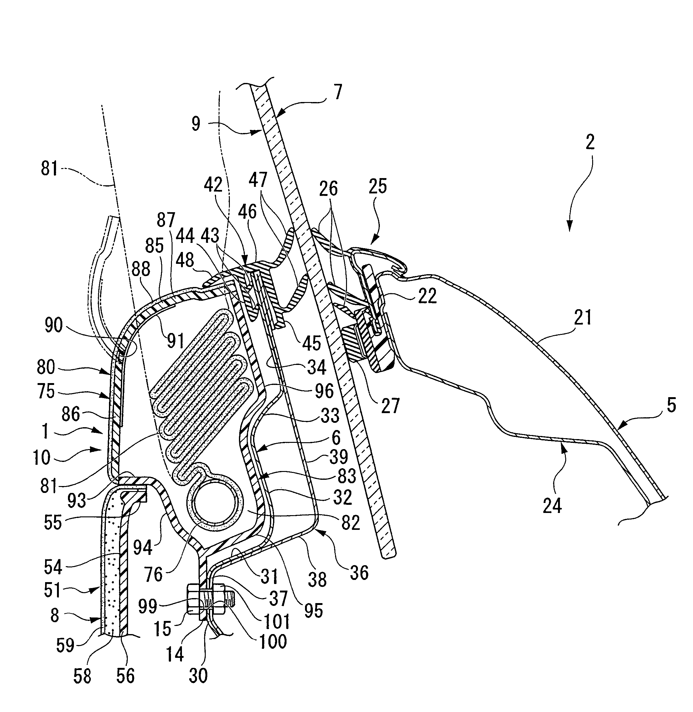 Arrangement structure of air bag device