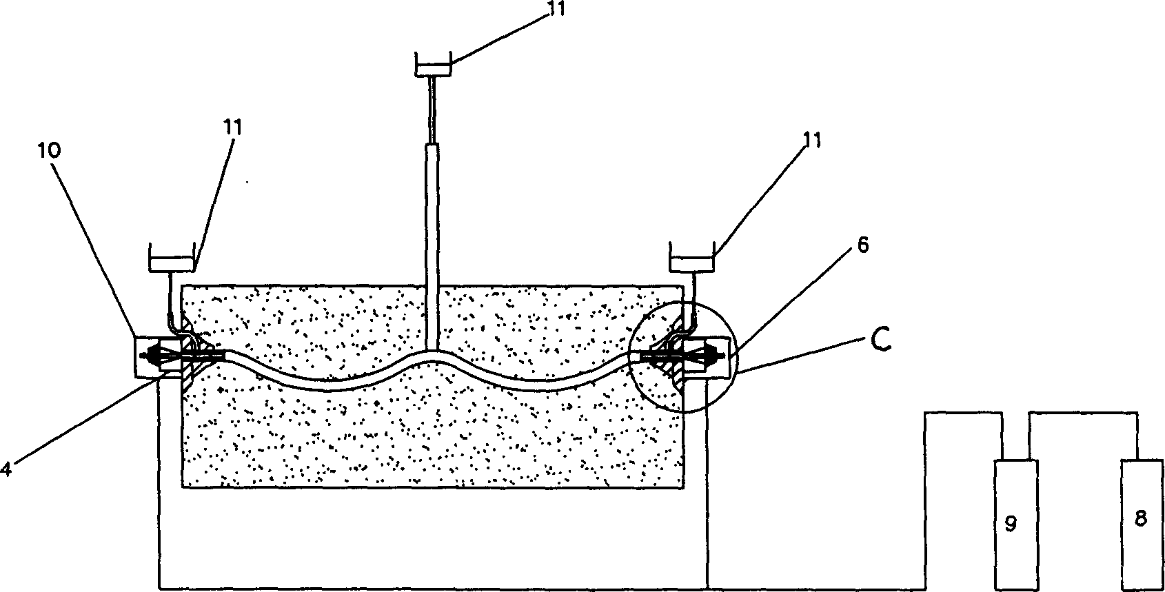 Steel strand back-tension prestressed channel mudjacking method