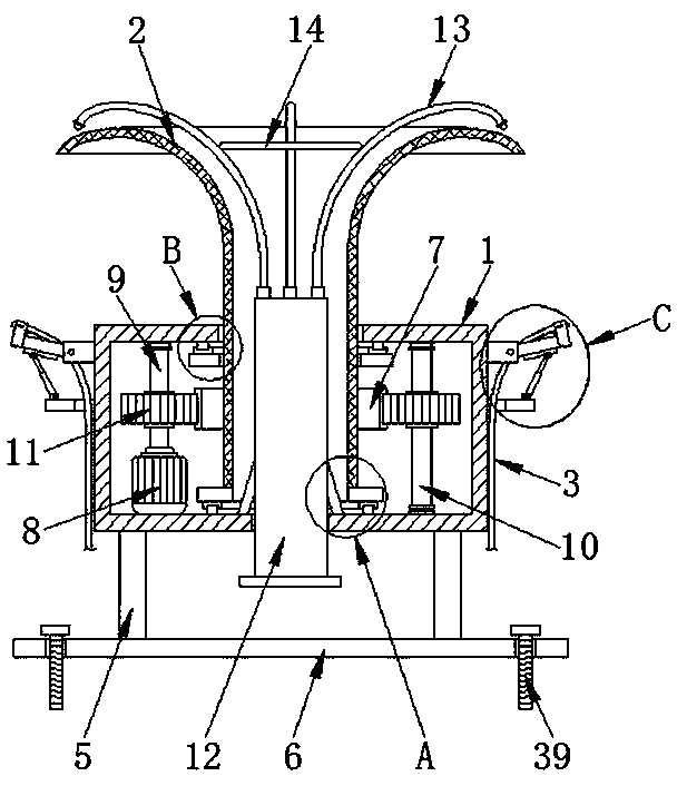 Combined type rotary water curtain fountain for artificial hill landscape