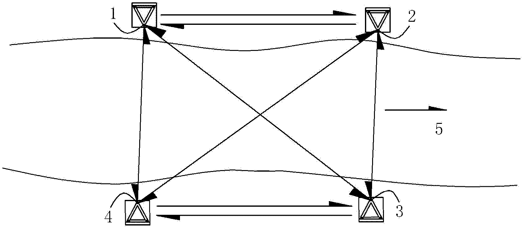 Method for measuring second-grade river-crossing leveling height difference by using intelligent total station