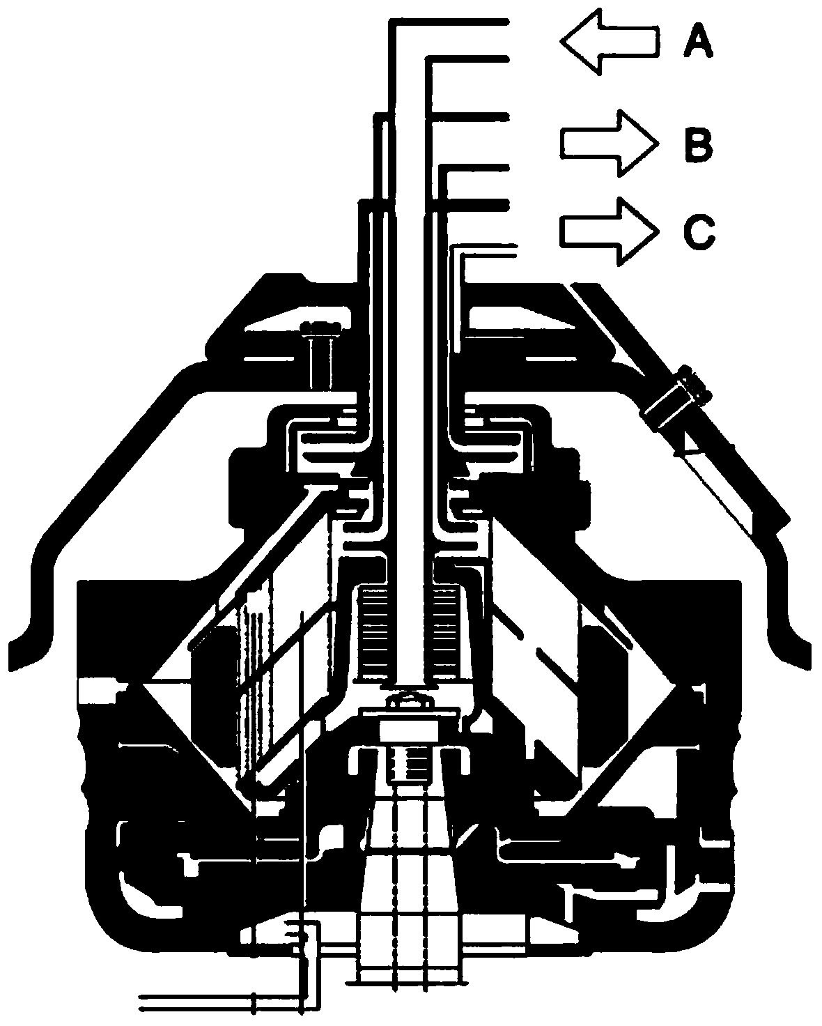 Internal runner structure of butterfly type centrifuge