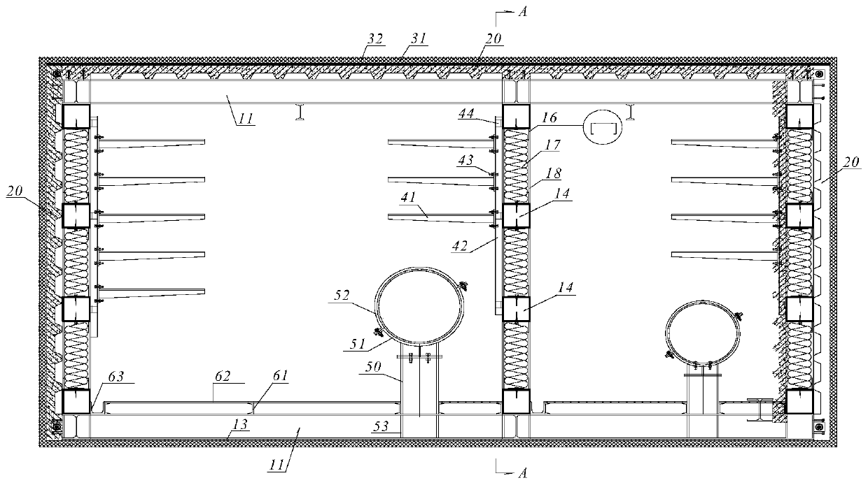 Shock absorption skid-mounted comprehensive pipe gallery structure and construction method