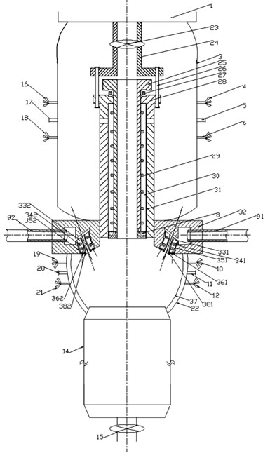 Totally-enclosed gas-atomizing powder preparation device for solving blockage of nozzle and liquid guiding pipe caused by high-melting-point material