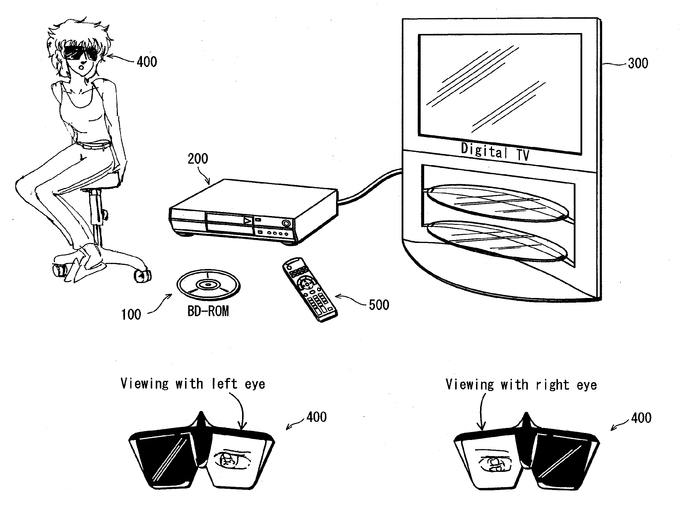 Recording medium, playback device, system lsi, playback method, glasses, and display device for 3D images