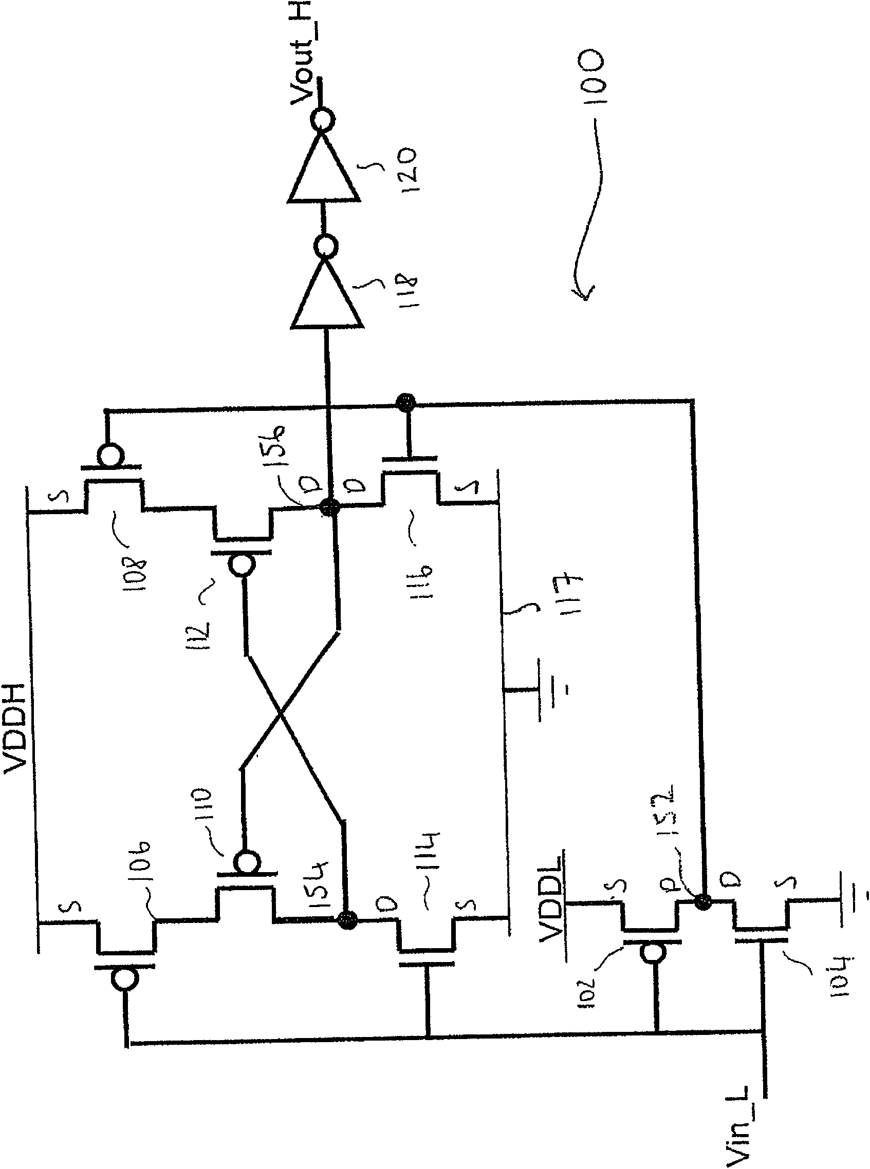 A voltage level shifter