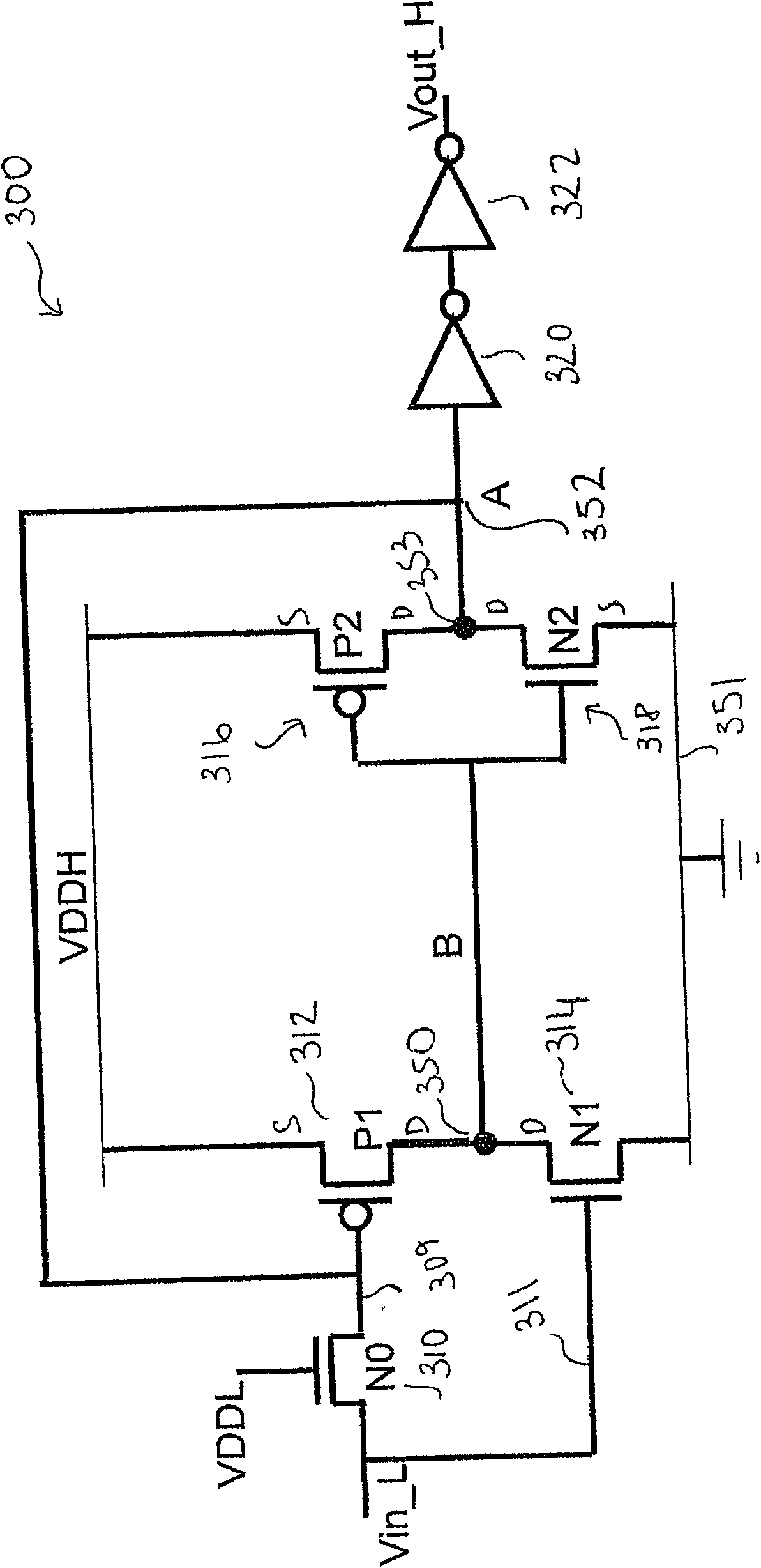 A voltage level shifter