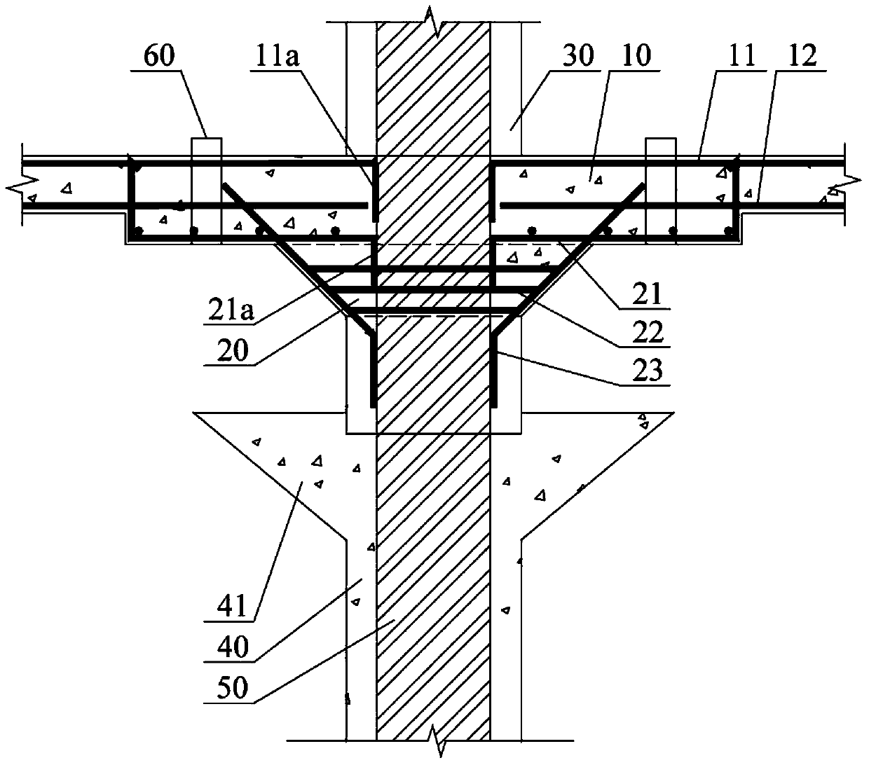 Method for constructing connection joint between flat slab and post cap in reverse construction method