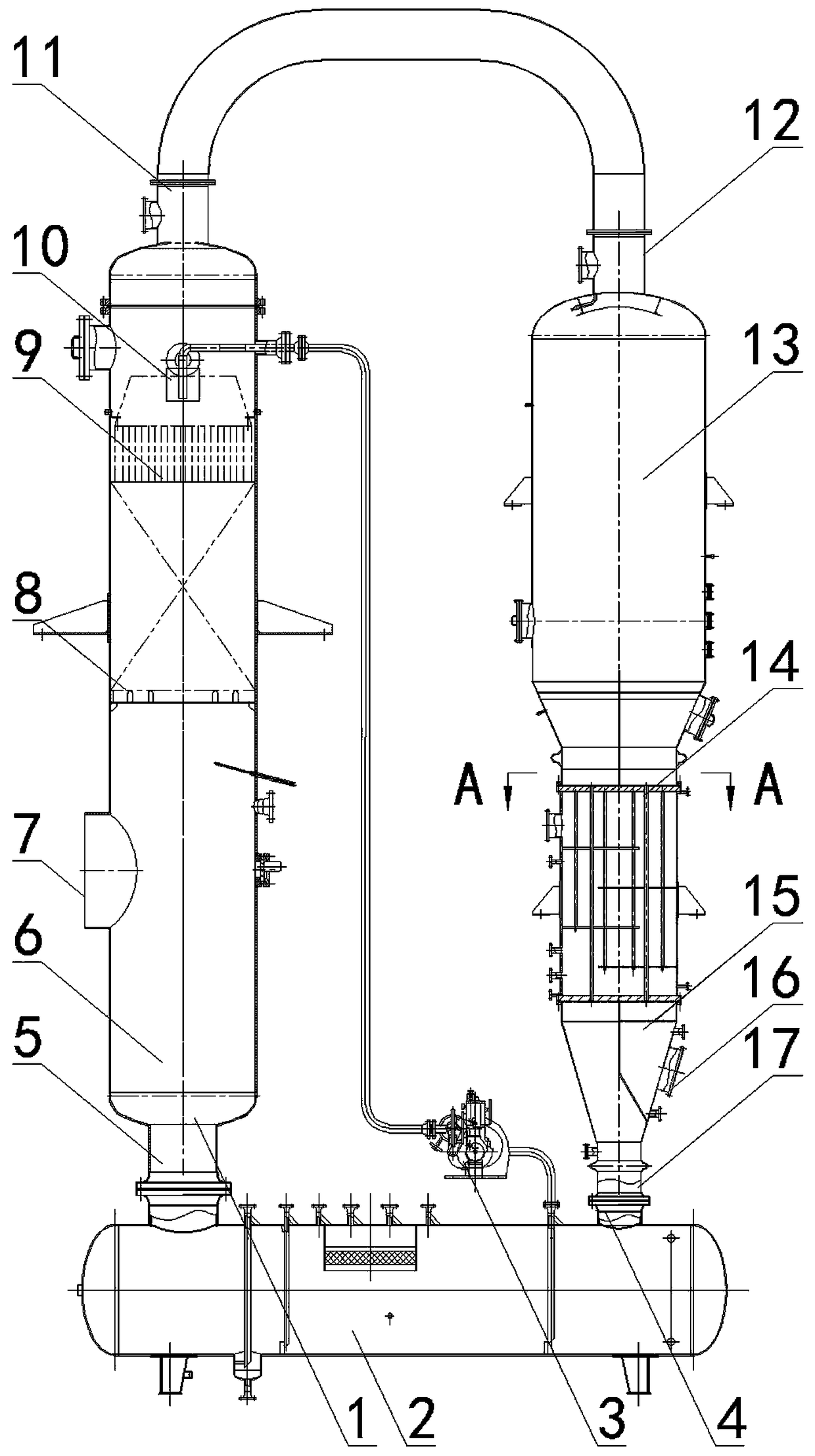 A washing and absorbing device for preparing electronic-grade hydrogen fluoride