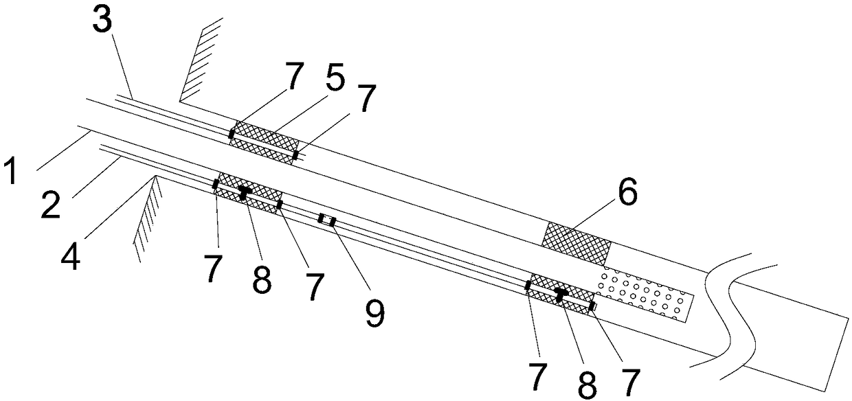 Hole sealing device used for deep coal gas extraction and capable of sealing boreholes twice, injecting once and exhausting once and application method