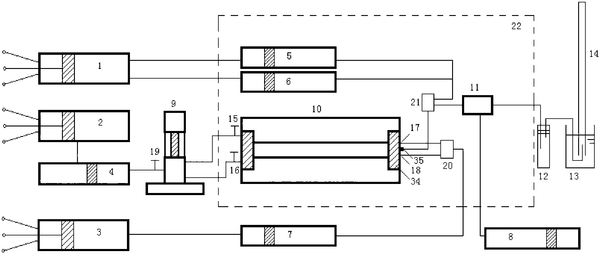 Device and method for determining high temperature and high pressure full diameter core mud pollution evaluation