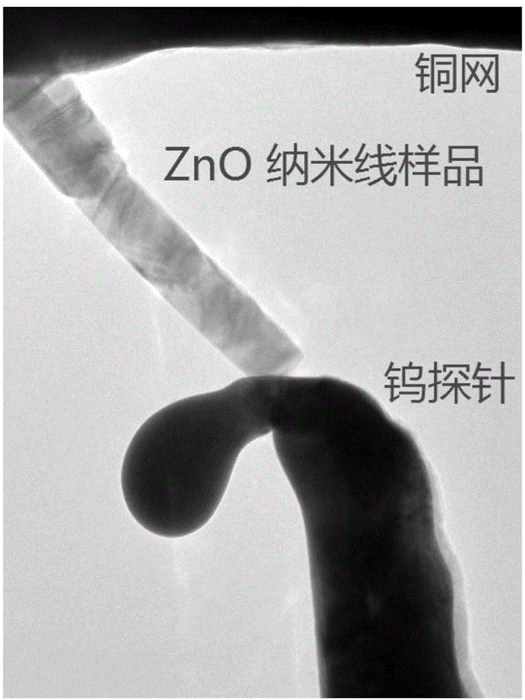 In-situ transmission electron microscopy based nanometer material alternating-current electrical property test device and method