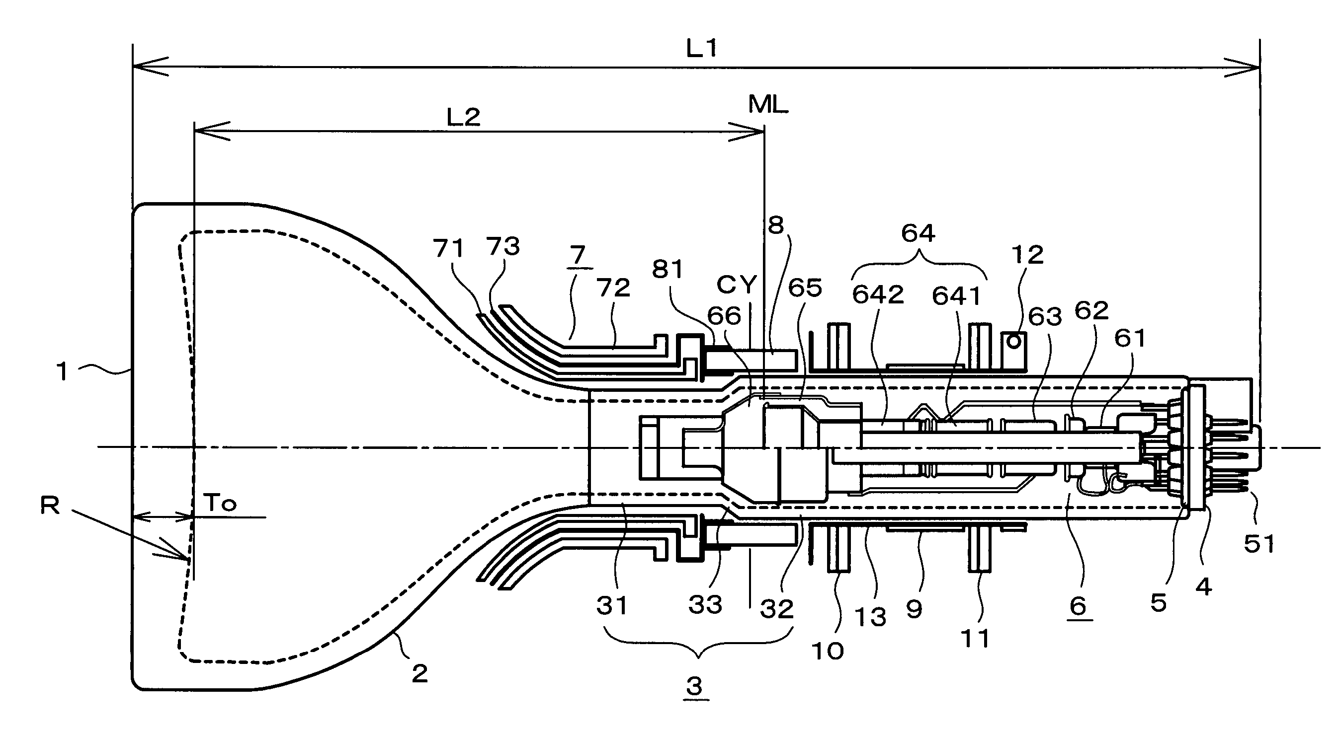 Projection type cathode ray tube device