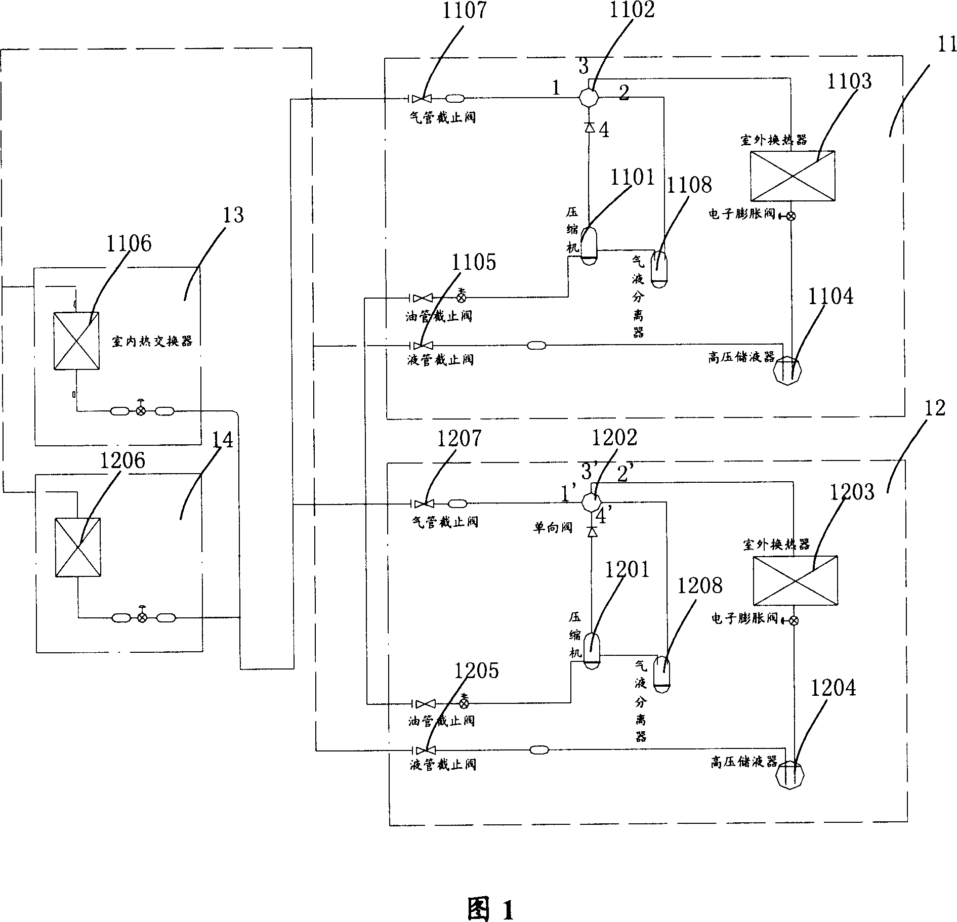 Multiple air-conditioning unit pipe device