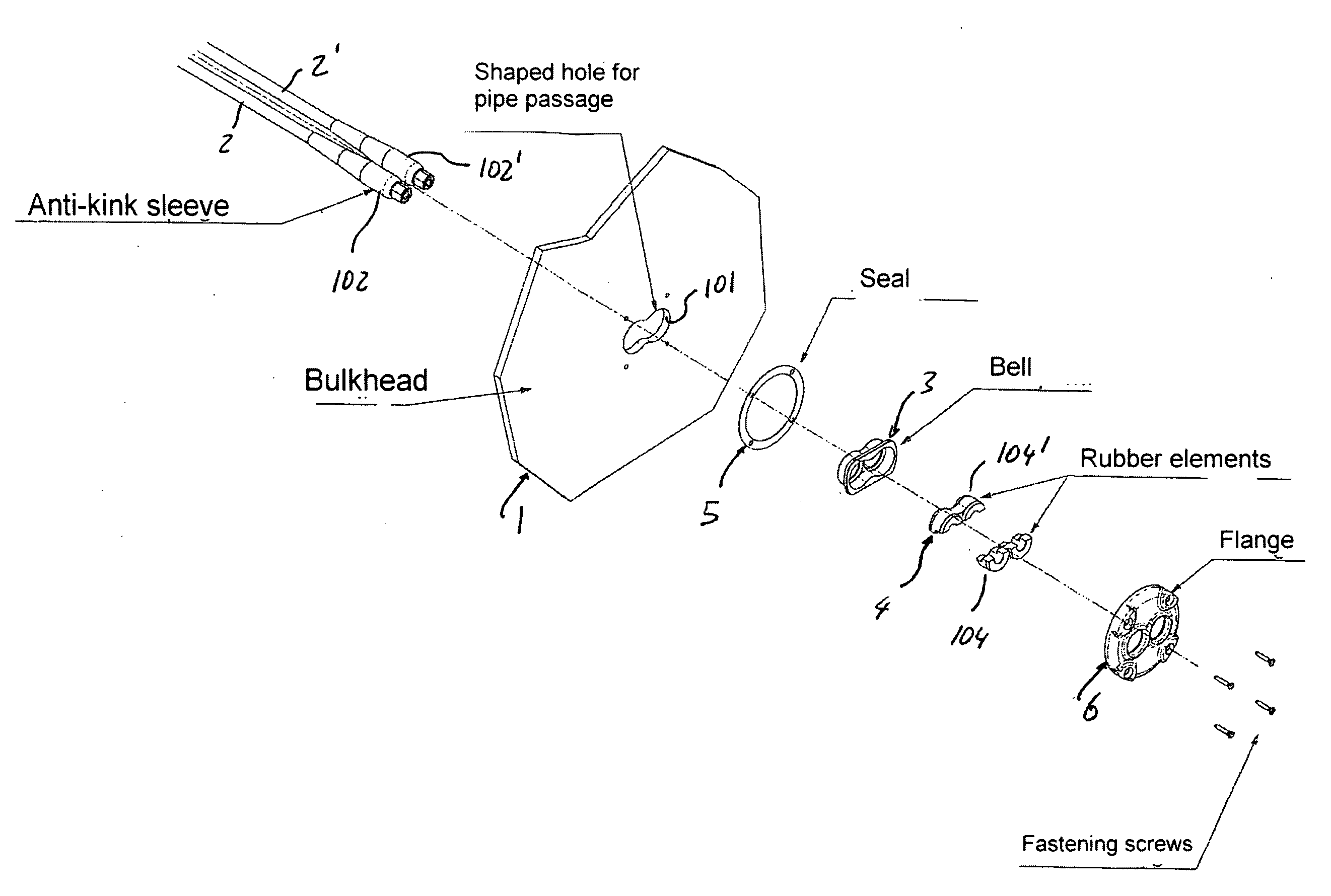 Guide element for the passage of pipes, cables or the like through a wall