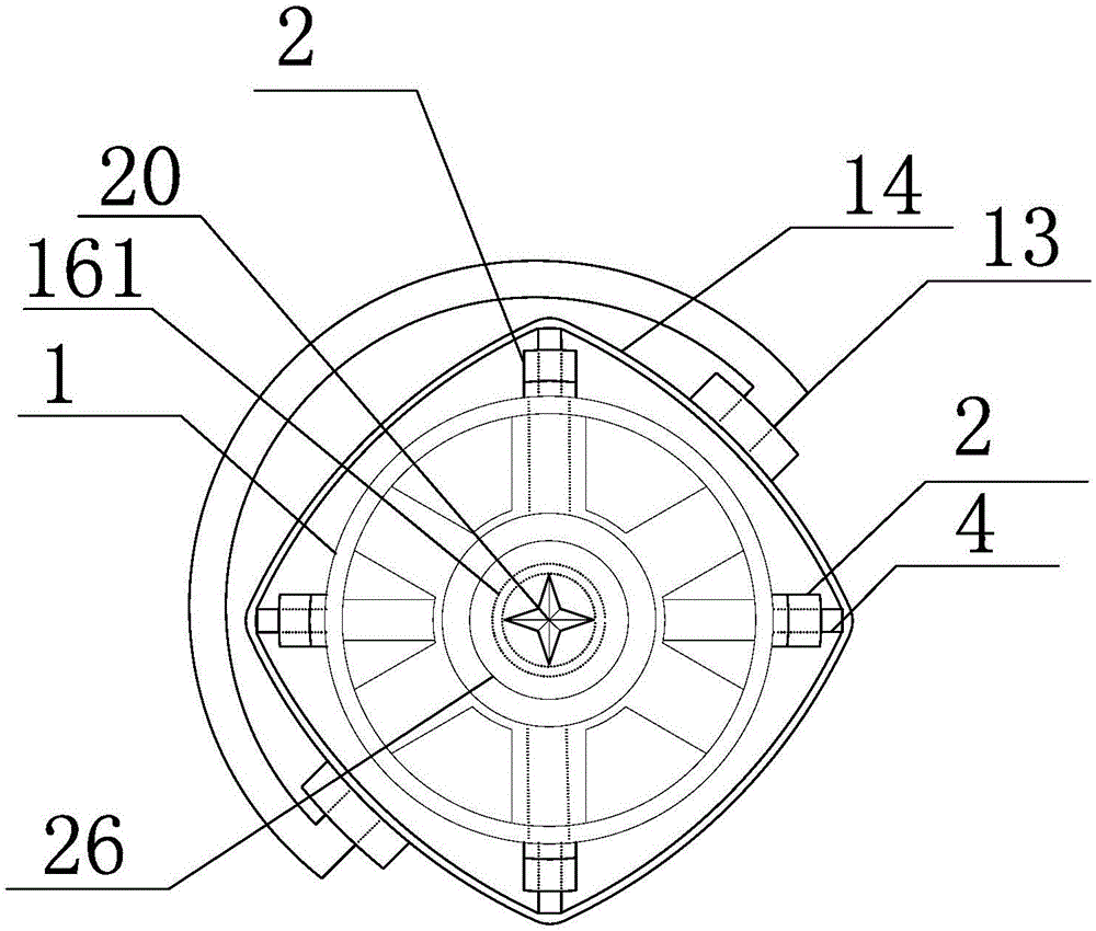 Magnet hook connection self-locking lifting prismatic barrel rotary mop jet flow cleaning and spin-drying device