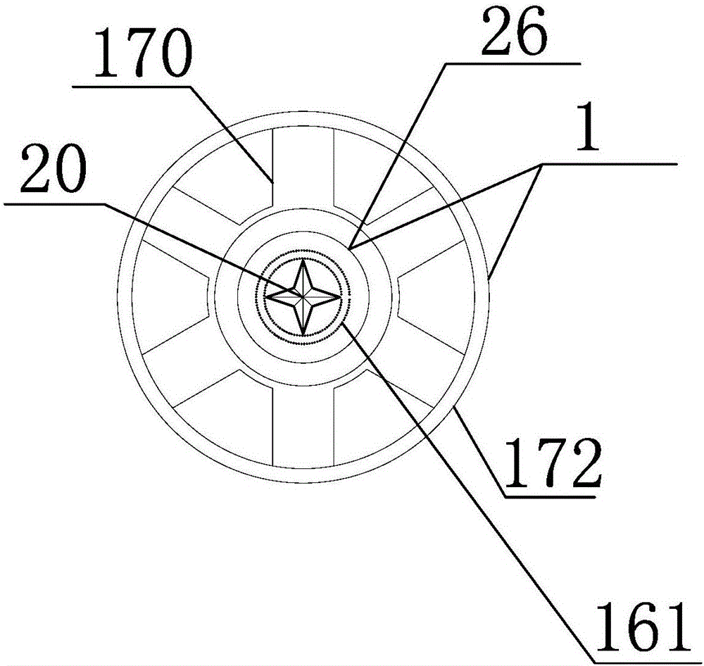 Magnet hook connection self-locking lifting prismatic barrel rotary mop jet flow cleaning and spin-drying device