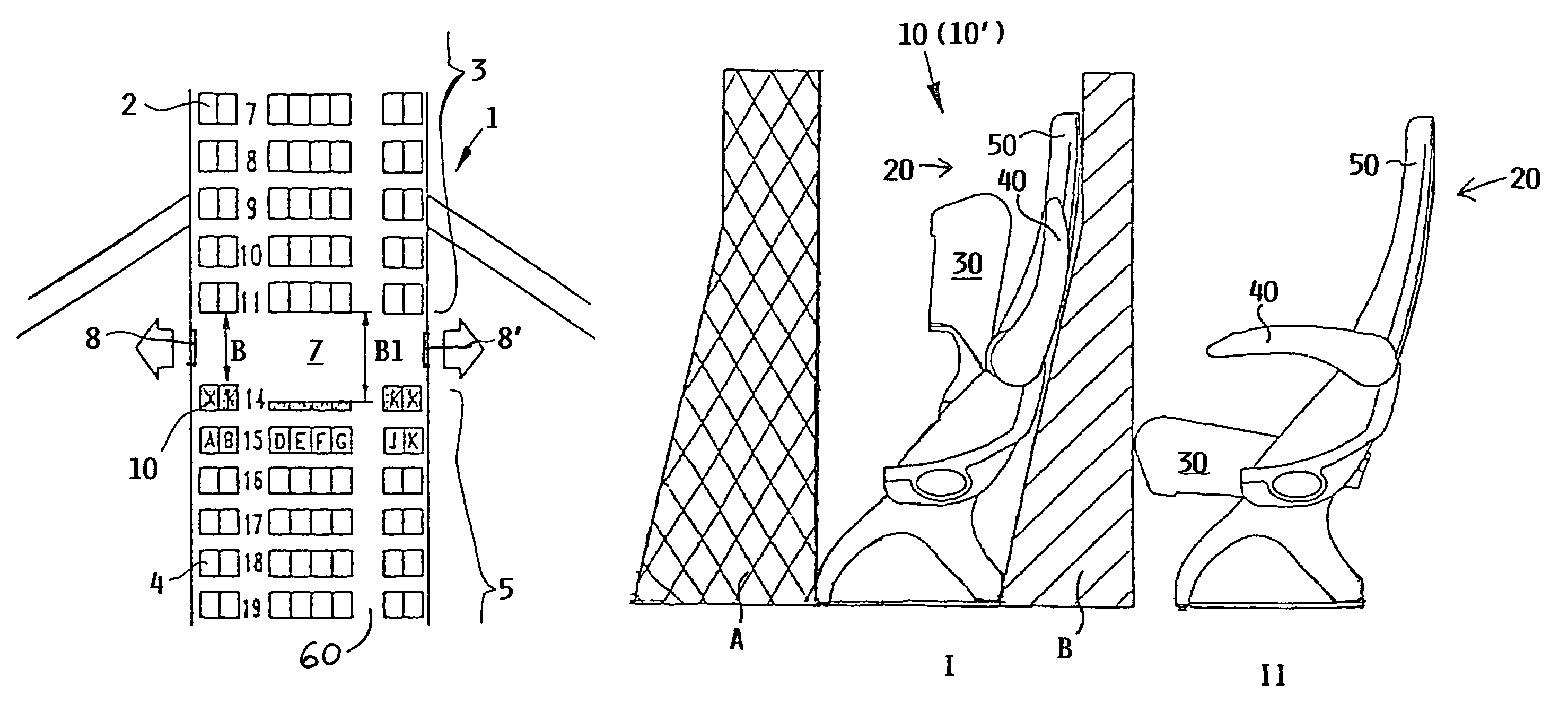 Seating arrangement especially adjoining an emergency exit in an aircraft passenger cabin