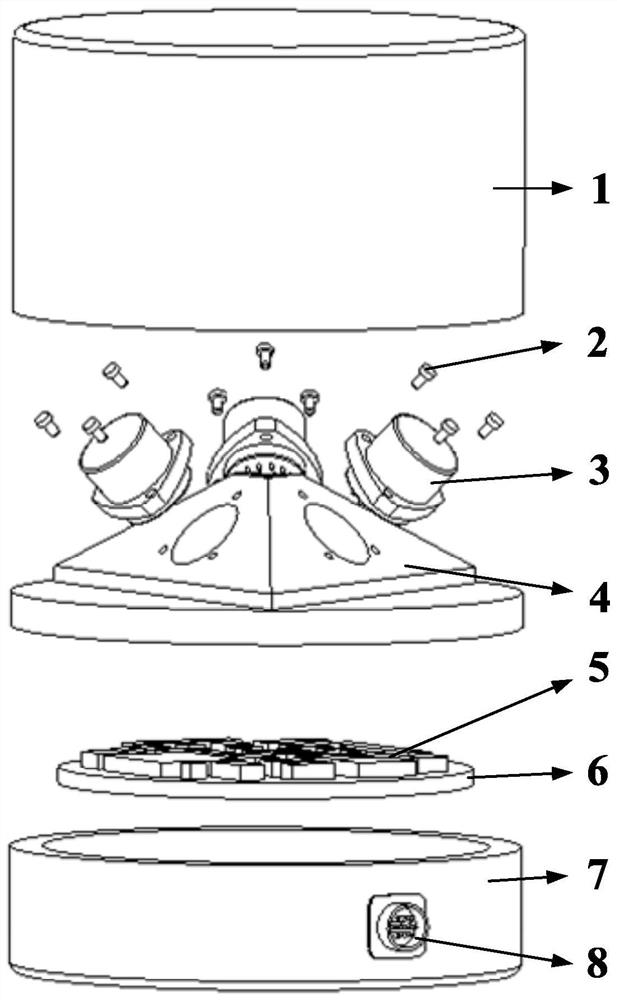 Triaxial quartz flexible accelerometer assembly and measuring method thereof