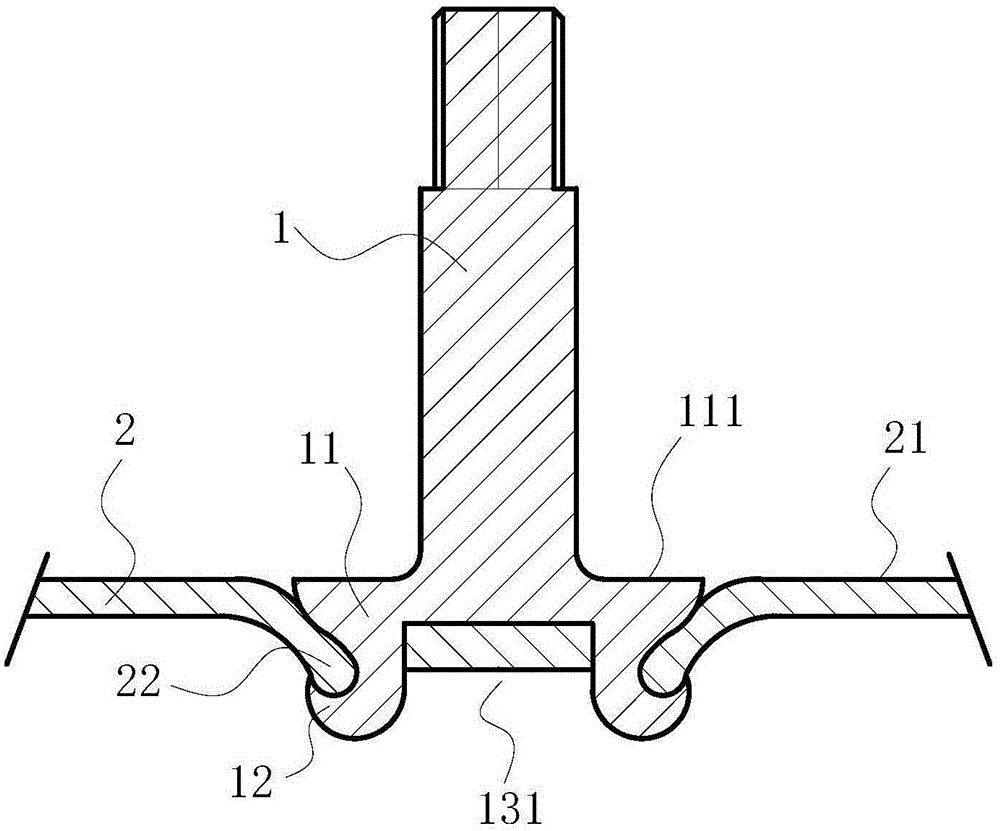 Riveting structure, riveting die, riveting process and air conditioner