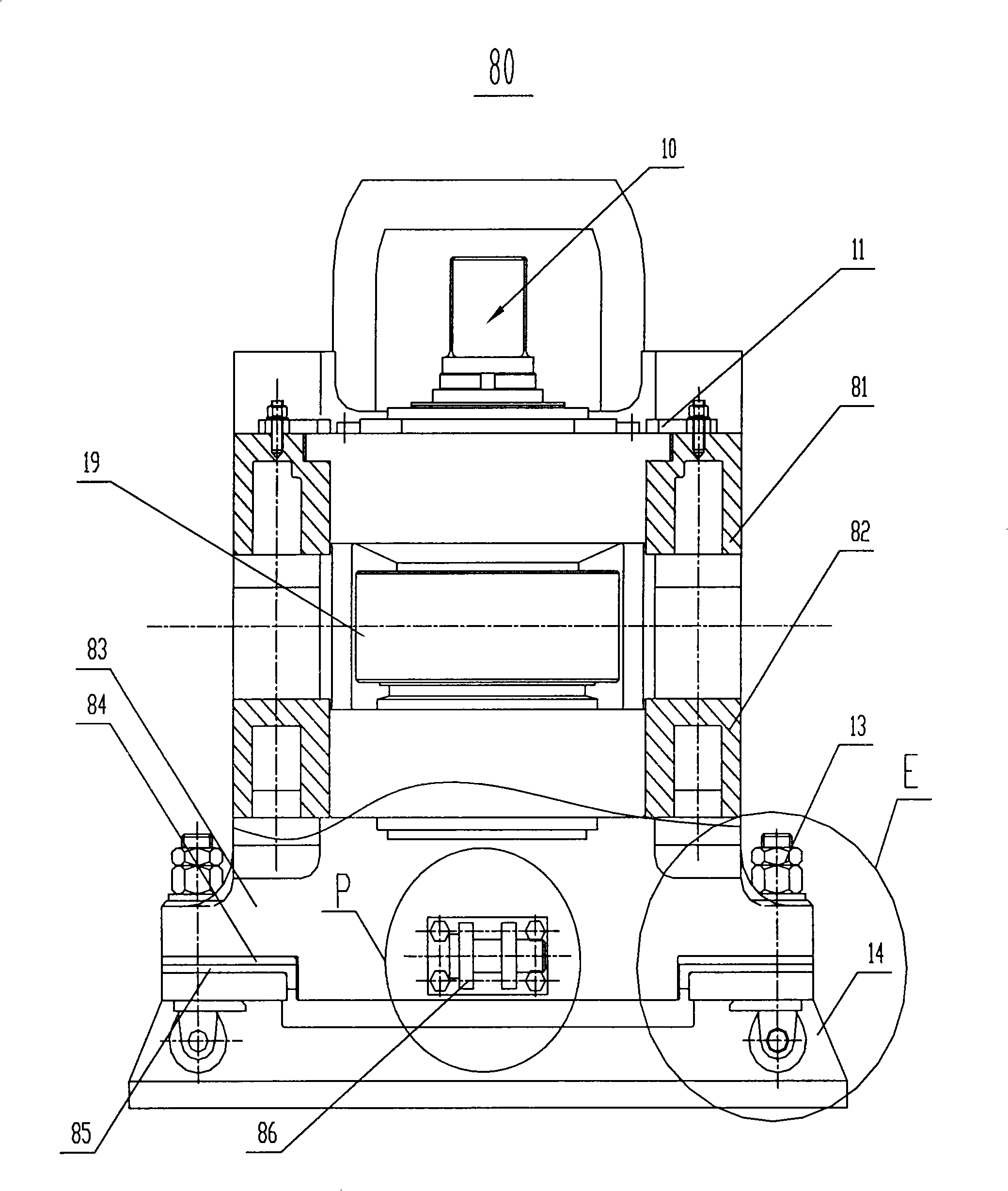 Vertical roller mill with side shifting roll-changer