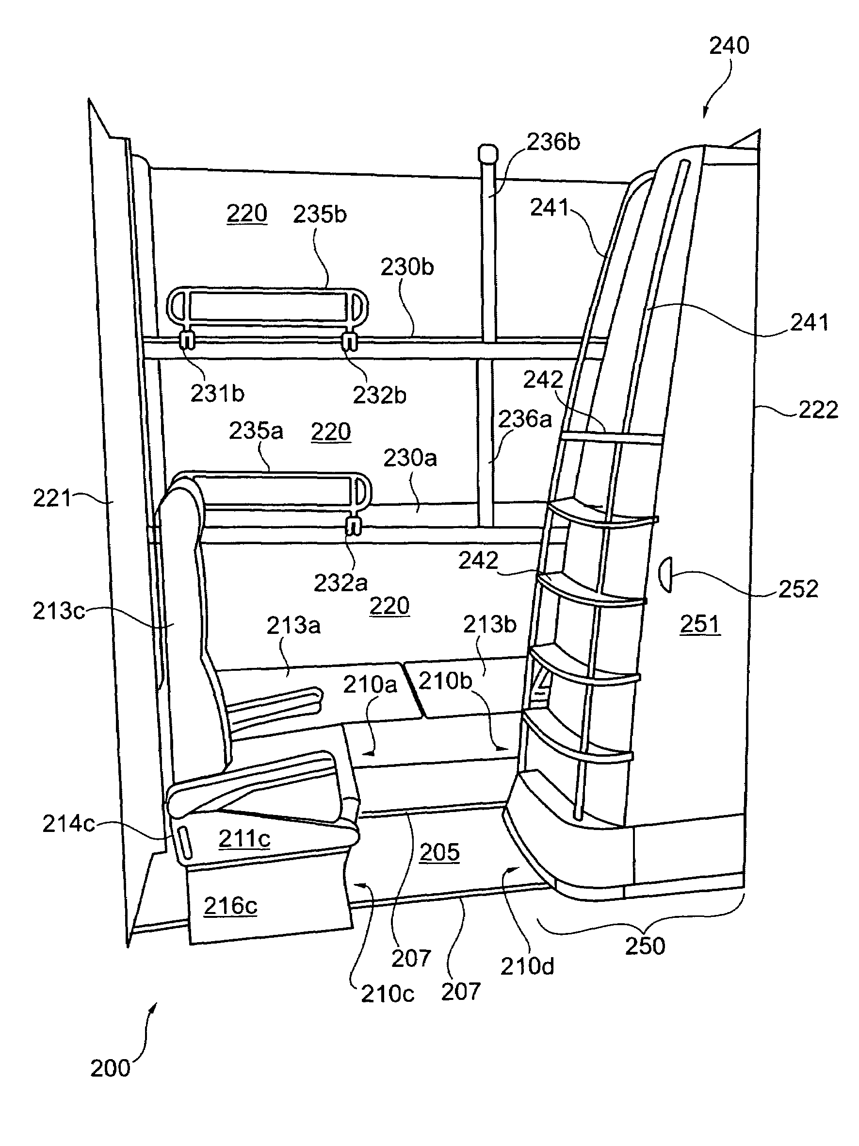 Arrangement for accommodating passengers; vehicle for transporting passengers