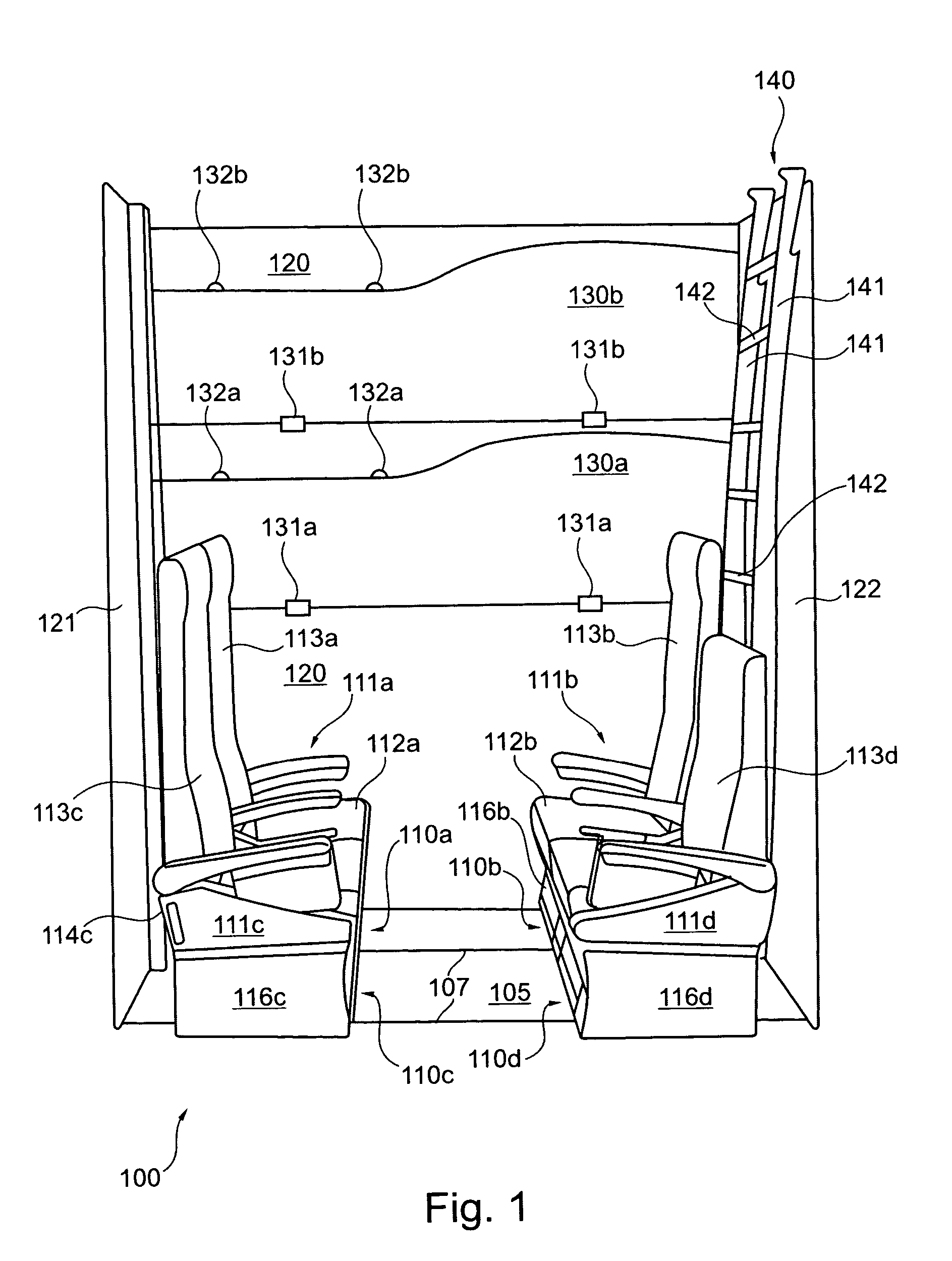 Arrangement for accommodating passengers; vehicle for transporting passengers