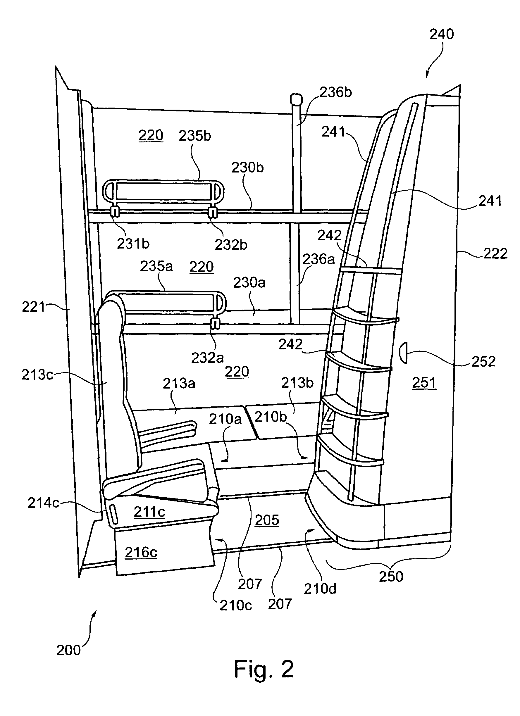 Arrangement for accommodating passengers; vehicle for transporting passengers