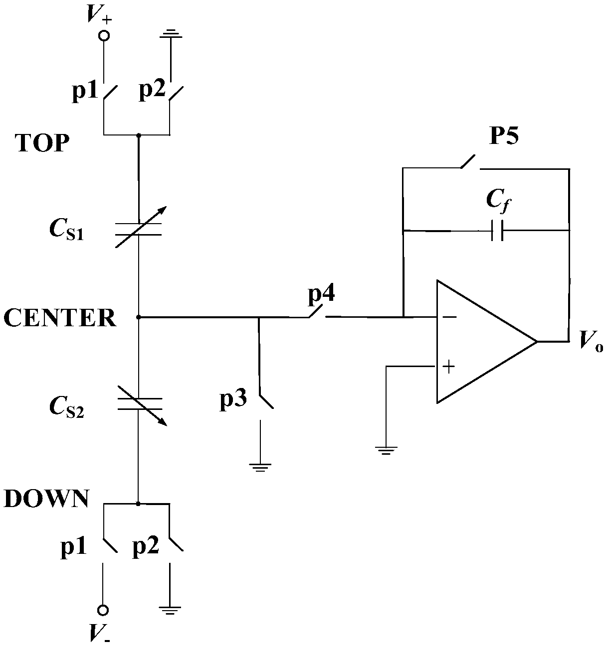 High-accuracy fully differential capacitance-voltage conversion circuit system